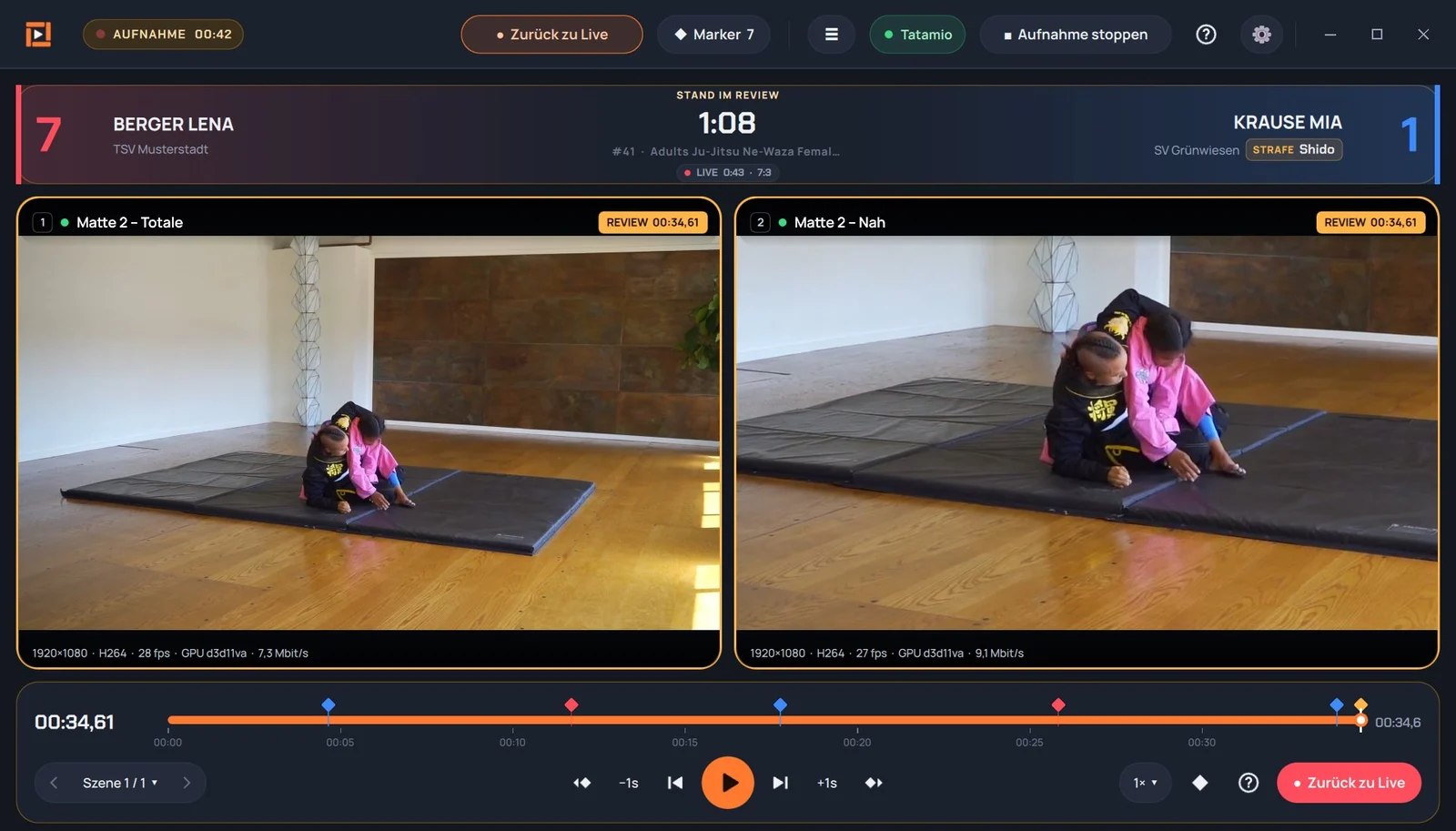 Tatamio Replay: Screenshot aus der App